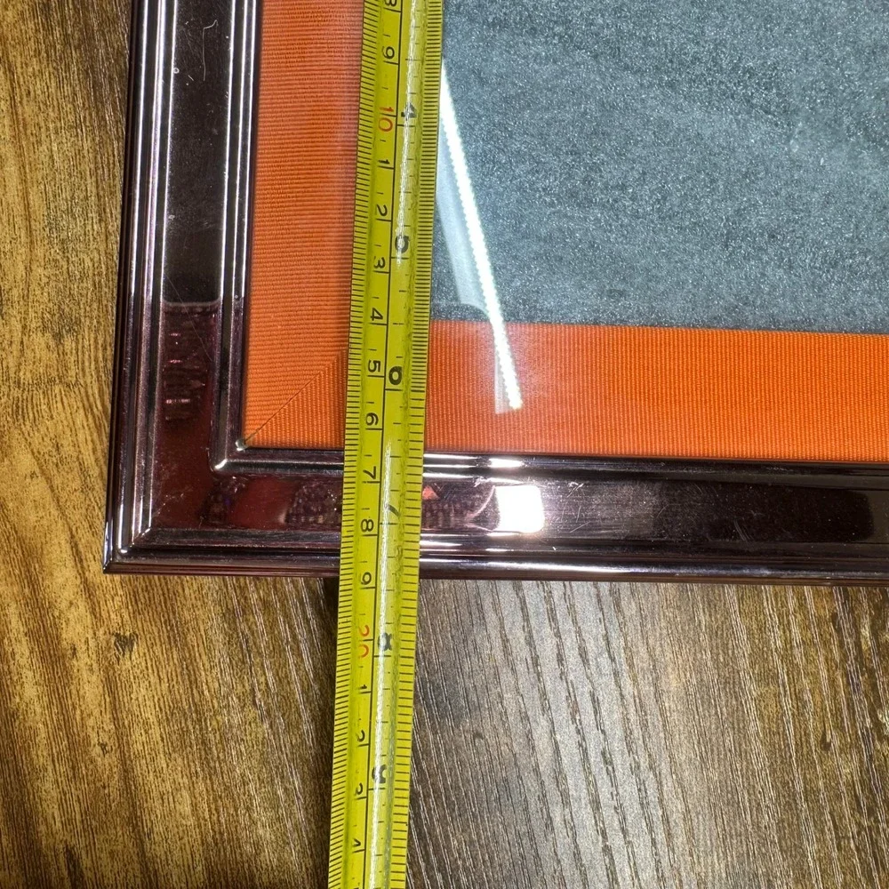 Pottery Barn Rose Gold Metal Picture Frame with Orange Grosgrain Ribbon Mat 4x6